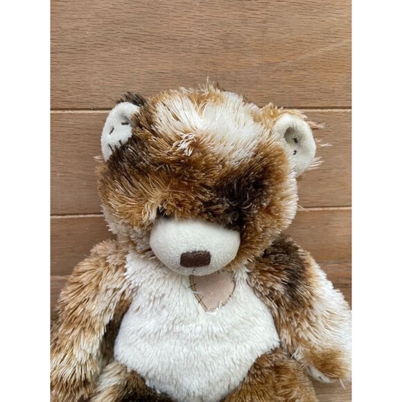 EUC  Build-A-Bear Workshop Brown & White Patchwork Teddy Bear Plush Toy - Picture 2 of 5